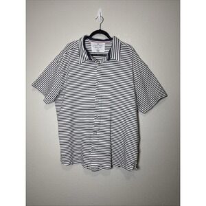 Steve Jeans Men's Short-sleeve black Button-up stripped Shirt Boxy Fit Size 3X